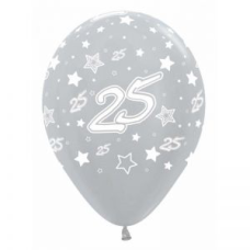 Balloon Latex 11 Inch Fashion Number 25 Silver