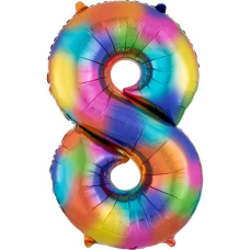 Balloon Foil 34 Inch Rainbow Number 8 Foil
