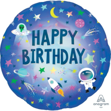 Balloon Foil 18 Inch Happy Birthday Space