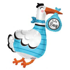 Balloon Foil Super Shape Baby Boy Stork