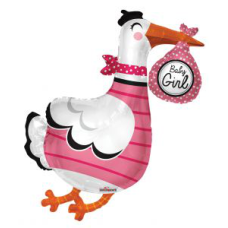 Balloon Foil Super Shape Baby Girl Stork