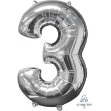 Balloon Foil 34 Inch Silver Number 3 Foil
