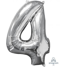 Balloon Foil 34 Inch Silver Number 4 Foil