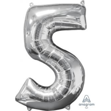 Balloon Foil 34 Inch Silver Number 5