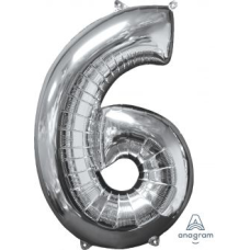 Balloon Foil 34 Inch Silver Number 6 Foil