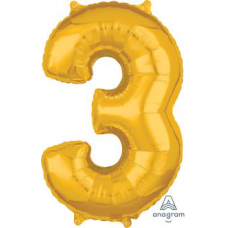 Balloon Foil 34 Inch Gold Number 3