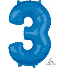 Balloon Foil 34 Inch Blue Number 3