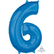 Balloon Foil 34 Inch Blue Number 6 Foil