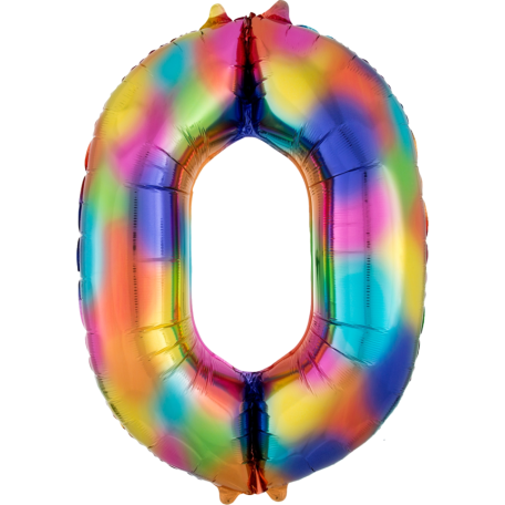 Balloon Foil 34 Inch Rainbow Number 0 Foil