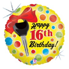 Balloon Foil 18 Inch 16th Birthday Car Key
