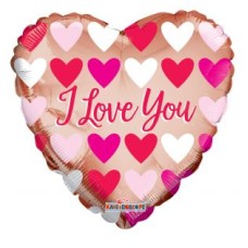 Balloon Foil 18 Inch I Love You Rose Gold Hearts