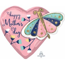 Balloon Foil Super Shape Happy Mother's Day Butterfly Heart