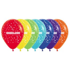 Balloon Latex 11 Inch Fashion Congratulations ASSORTED COLOURS