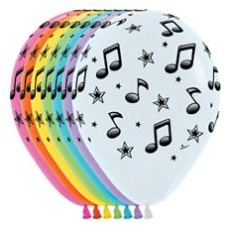 Balloon Latex 11 Inch Fashion Music Notes ASSORTED COLOURS