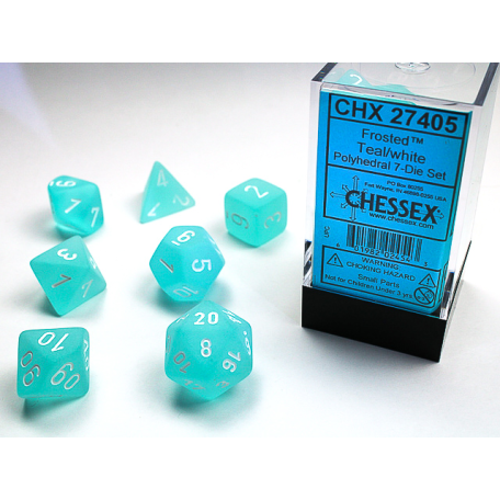 Dice Frosted 7-Die Set Teal/White
