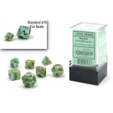 Dice Marble Mini 7-Die Set Green/Dark Green