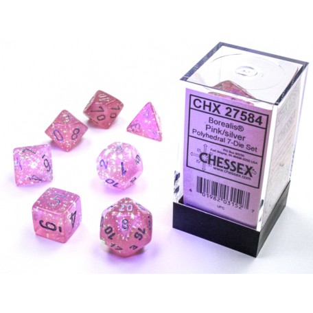 Dice Borealis 7-Die Set Pink/Silver Luminary