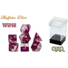 Dice Halfsies - Glitter Edition Wine 7-Die Set Upgraded Case