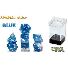 Dice Halfsies - Glitter Edition Blue 7-Die Set Upgraded Case