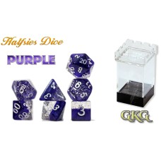 Dice Halfsies - Glitter Edition Purple 7-Die Set Upgraded Case